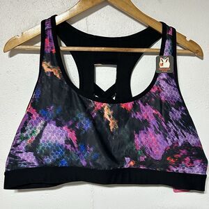 NWT Energy Zone Colorful Sports Bra Racerback Multicolor Removable Pads 3X